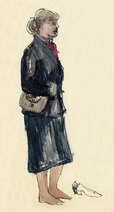 Woman in stockinged feet, 1953. Creator: Shirley Markham.