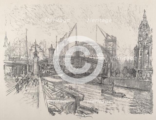 Building the Freidrich-Strasse Station, 1921. Creator: Joseph Pennell.