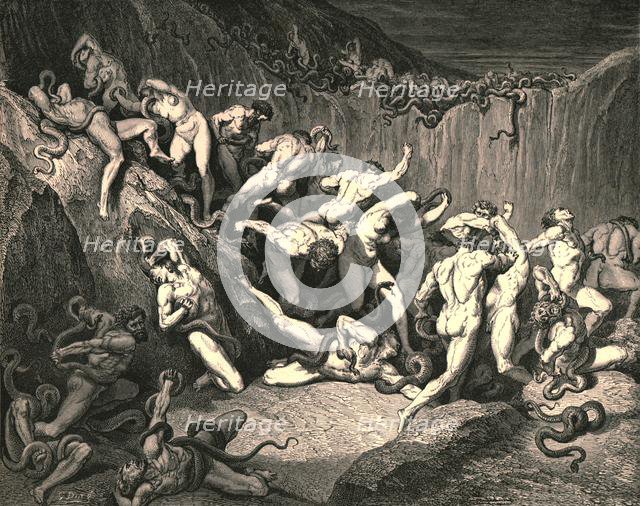 'Amid this dread exuberance of woe ran naked spirits wing'd with horrid fear', c1890.  Creator: Gustave Doré.