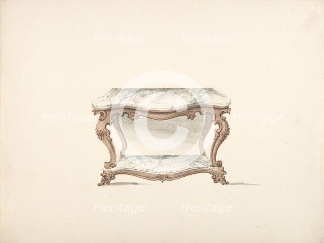 Design for a Marble Topped Table with a Marble Shelf, early 19th century. Creator: Anon.