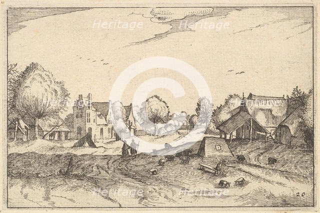 Village Road, plate 20 from Regiunculae et Villae Aliquot Ducatus Brabantiae, ca. 1610. Creator: Claes Jansz Visscher.