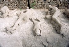 Casts of victims of eruption of Vesuvius in AD79, Pompeii, Italy, c20th century. Artist: Unknown.