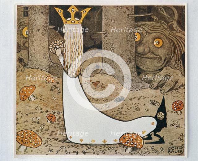 The princess and the troll. From "Bland Tomtar och Troll", 1913. Creators: Unknown, John Bauer.