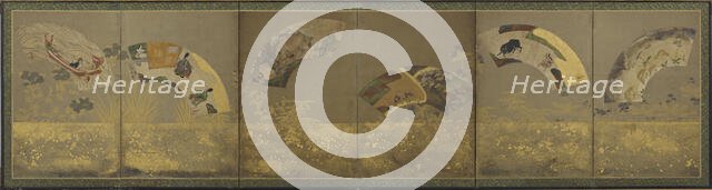 Six fan papers: miscellaneous subjects, Momoyama or Edo period, 1590-1640. Creator: Sôtatsu.