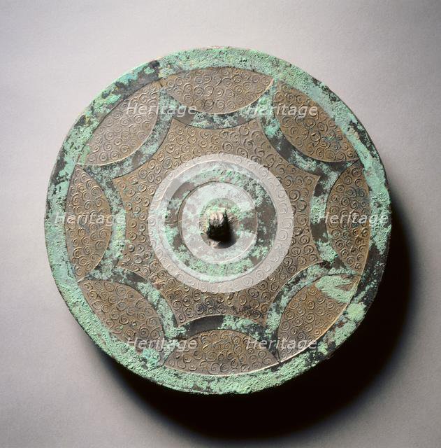 Mirror with Continuous Arcs against Whorl Pattern, 3rd Century BC. Creator: Unknown.