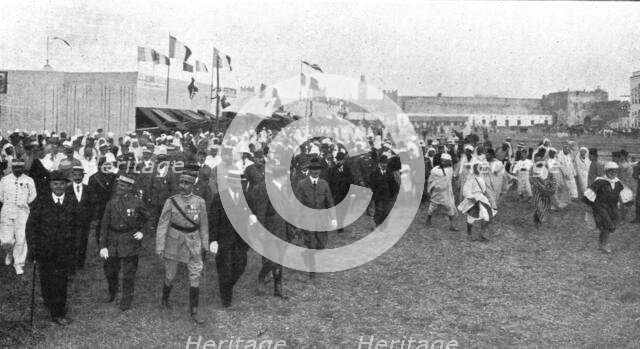 'L'inauguration de la Foire de Fez; le general Lyautey, resident general du Maroc..., 1916. Creator: Schmit et Ratel.