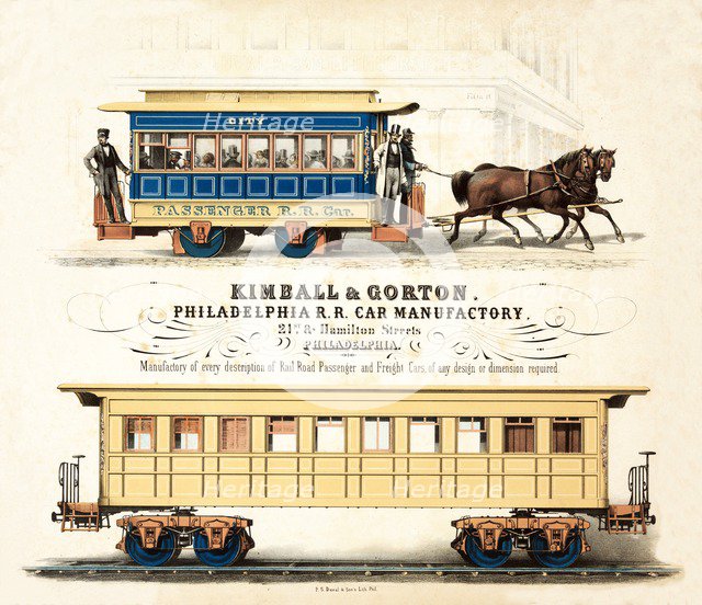 Advertisement for Kimball & Gorton,  Philadelphia R.R. Car Manufactory, c.1857.