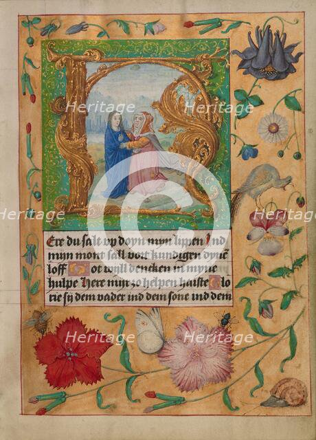 Initial H: The Visitation; Book of Hours, about 1500. Creator: Workshop of Gerard Horenbout.