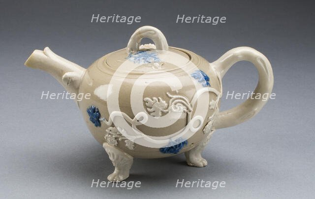 Teapot, Staffordshire, 1750/55. Creator: Staffordshire Potteries.