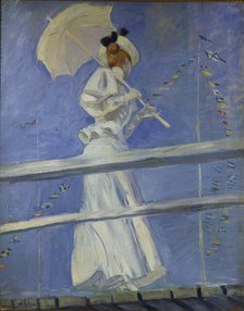 Young Woman with a Parasol on a Jetty, c1900. Creator: Helleu, Paul César (1859-1927).
