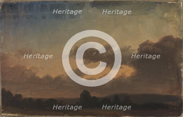 Cloudy sky over landscape, exercise, 1854. Creator: Werner Holmberg.