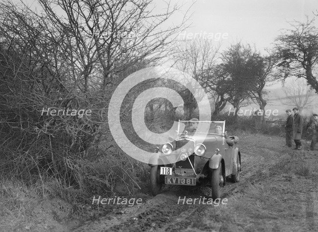 Triumph of GJN Hall at the Sunbac Colmore Trial, near Winchcombe, Gloucestershire, 1934. Artist: Bill Brunell.