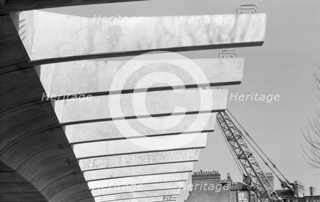 Hammersmith Flyover during construction, Hammersmith, London, 1961. Artist: Eric de Maré