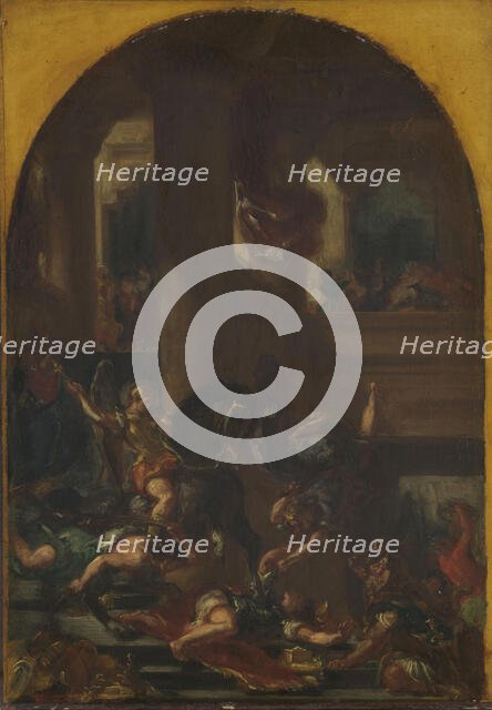 Heliodorus Driven from the Temple, 1850s. Creator: Eugene Delacroix.