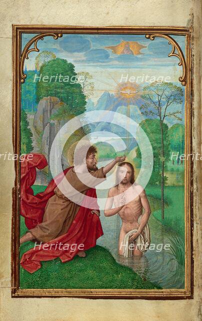 The Baptism of Christ; Prayer Book of Cardinal Albrecht of Brandenburg, about 1525-1530. Creator: Simon Bening.
