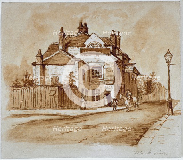 View of the Black Lion Inn, Church Street, Chelsea, London, 1860.                                    Artist: Anon