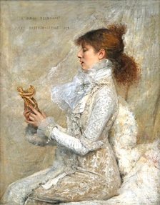 Portrait of the actress Sarah Bernhardt (1844-1923), 1879. Creator: Bastien-Lepage, Jules (1848-1884).