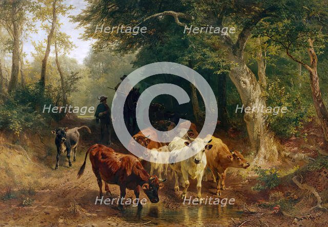 Return of the herd of cattle in autumn, 1868. Creator: Friedrich Voltz.