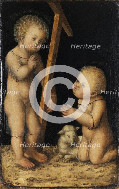 Christ and John the Baptist as Children. Artist: Cranach, Lucas, the Elder (1472-1553)