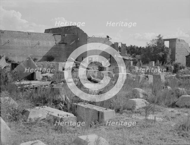 Foundations of lumber sheds in Fullerton, Louisiana, an abandoned lumber town, 1937. Creator: Dorothea Lange.