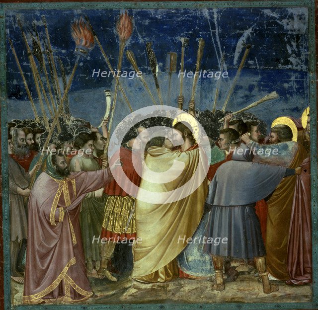 Judas Kiss', 1305 - 1306, fresco by Giotto.