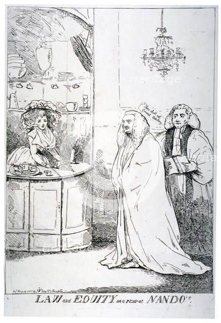 'Law and equity, or a peep at Nando's', 1787. Artist: Anon