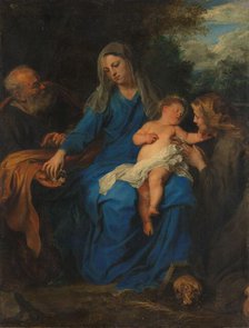 The Holy Family with a Female Saint in Adoration, c.1630-c.1650. Creator: Follower of Anthony van Dyck.