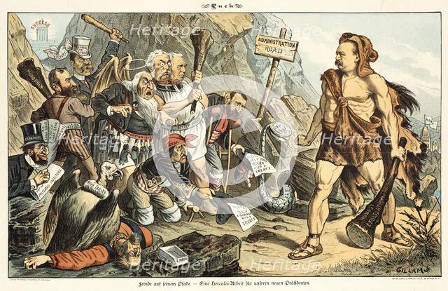 Cartoon from Puck, between 1880 and 1889. Creators: Joseph Keppler, Bernhard Gillam.