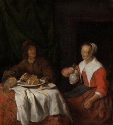 Man and Woman at a Meal, 1650-1660. Creator: Gabriel Metsu.