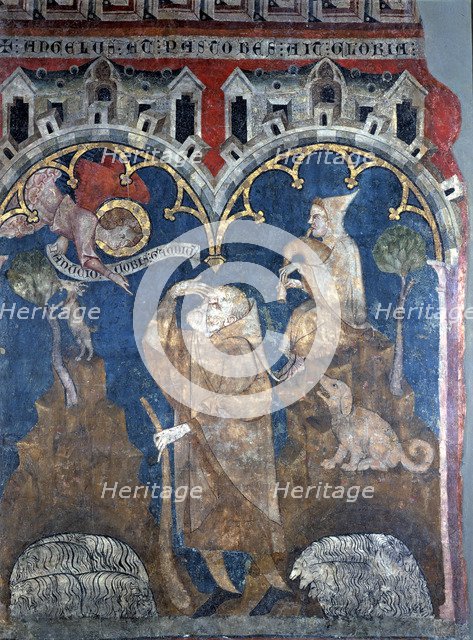 Annunciation of the Shepherds', wall painting from the chapel of the church of San Pedro de Olite.