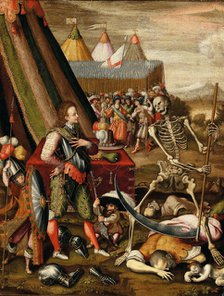 The Dialogue of the Prince with Death. Allegory of the horrors of war, 1540s. Creator: Caron, Antoine (1521-1599).