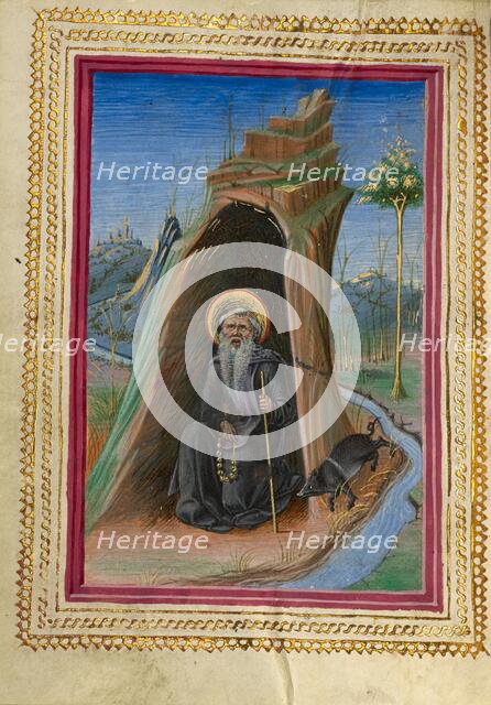 Saint Anthony Abbot; Gualenghi-d'Este Hours, about 1469. Creator: Taddeo Crivelli.
