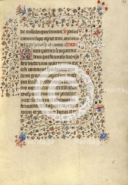 Decorated Text Page; Book of Hours, about 1420. Creator: Unknown.