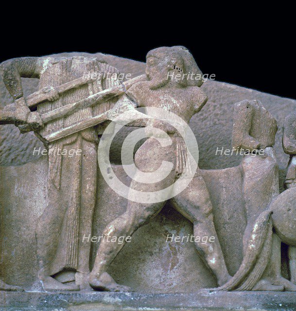 Sculpture from the pediment of the Siphnian treasury, 6th century BC. Artist: Unknown