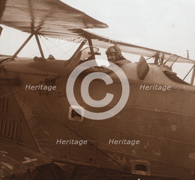 Breguet biplane taking off, c1914-c1918. Artist: Unknown.