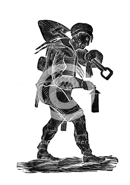 The coal miner carrying his tools and safety his lamp, 1890. Artist: Unknown