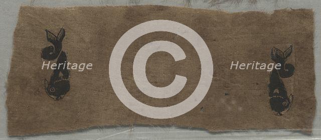 Two Fragments from a Curtain: Dolphins, 400s - 500s. Creator: Unknown.