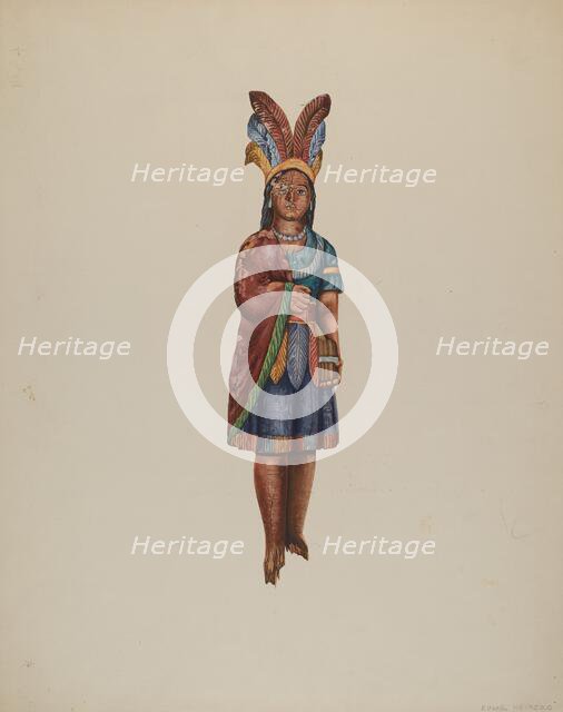 Cigar Store Indian, c. 1937. Creator: Einar Heiberg.
