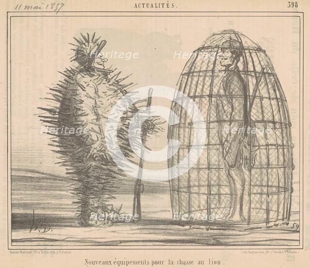 Nouveaux équipements pour la chasse au lion, 19th century. Creator: Honore Daumier.