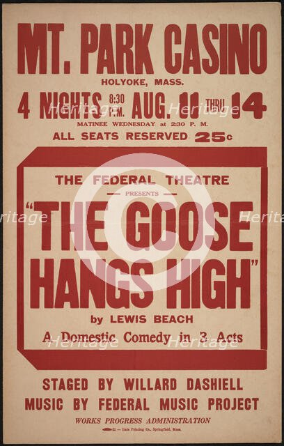 The Goose Hangs High, Holyoke, MA, [193-]. Creator: Unknown.