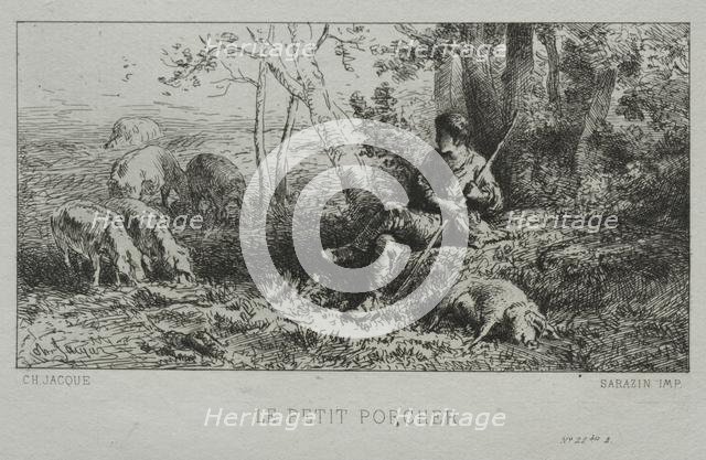 The Little Swineherd. Creator: Charles-Émile Jacque (French, 1813-1894).