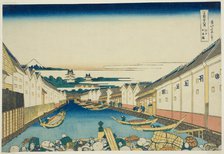 Nihonbashi Bridge in Edo (Edo Nihonbashi), from the series "Thirty-six Views of Mount..., c.1830/33. Creator: Hokusai.