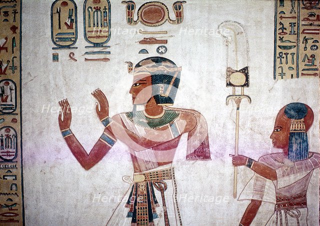 Wallpainting of Rameses III leading deceased son to the gods, Valley of the Queens, Egypt, c12thC BC Artist: Unknown