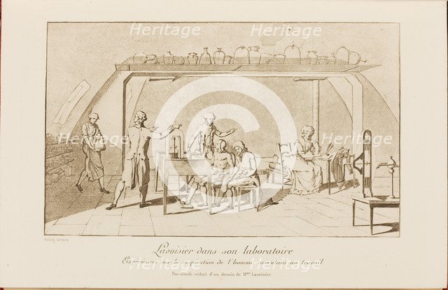 Lavoisier in his laboratory, Early 19th cen..