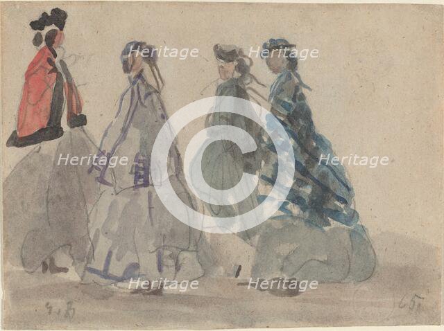 Four Women at Trouville, 1865. Creator: Eugene Louis Boudin.