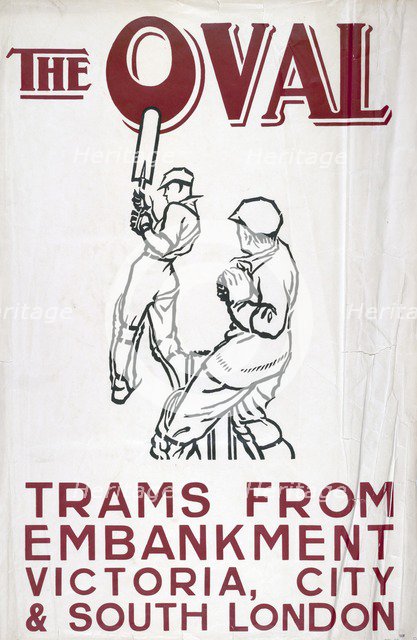 'The Oval', London County Council (LCC) Tramways poster, 1930. Artist: Unknown