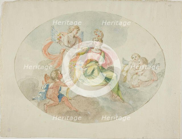 Allegory of Abundance (Sketch for a Ceiling Painting), n.d. Creator: Domenico Pozzi.