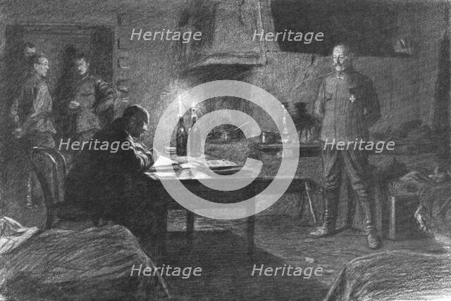 'Visions de guerre sur le front Russe; …pendant qu'interrompant sa marche de fauve en..., 1916. Creator: Unknown.