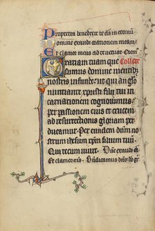 Initial G: The Newly Resurrected Gazing at the Dove of the Holy Spirit; Ruskin Hours, about 1300. Creator: Unknown.