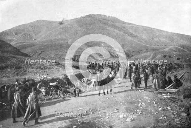 Siberian reserve taking up positions, Russo-Japanese War, 1904-5. Artist: Unknown